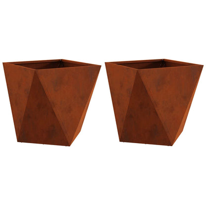 vidaXL Pflanzkübel 2 pcs Rostig 50 x 50 x 50 cm Wetterfeststahl