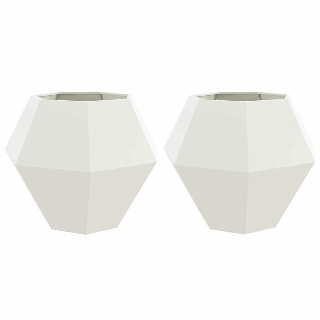 vidaXL Pflanzkübel 2 pcs Weiß 100 x 100 x 80 cm Stahl