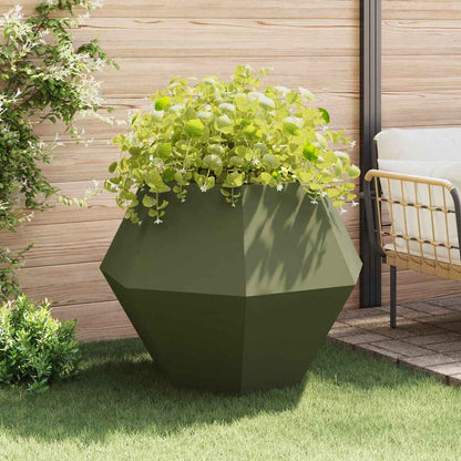 vidaXL Pflanzkübel 2 pcs Olive Grün 100 x 100 x 80 cm Stahl