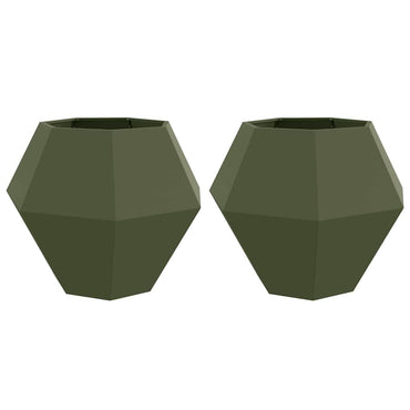 vidaXL Pflanzkübel 2 pcs Olive Grün 100 x 100 x 80 cm Stahl