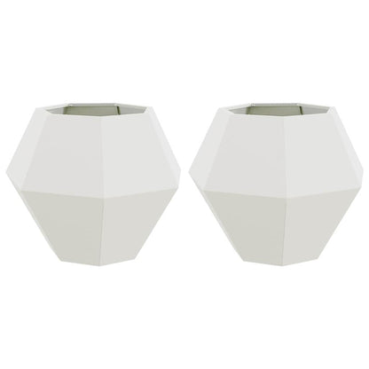 vidaXL Pflanzkübel 2 pcs Weiß 75 x 75 x 60 cm Stahl