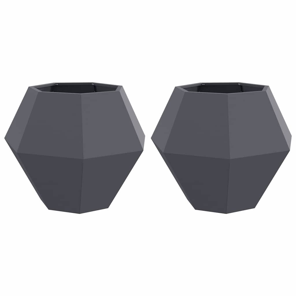 vidaXL Pflanzkübel 2 pcs Anthrazit 75 x 75 x 60 cm Stahl