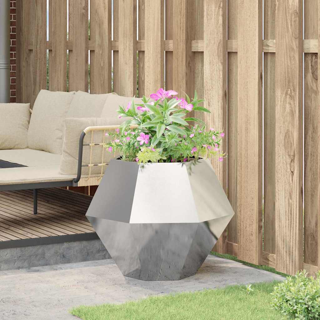 vidaXL Pflanzkübel Silber 75 x 75 x 60 cm Verzinkter Stahl