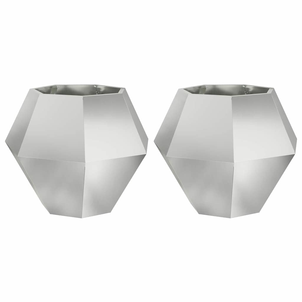 Pflanzkübel 2 pcs Silber 75 x 75 x 60 cm Verzinkter Stahl