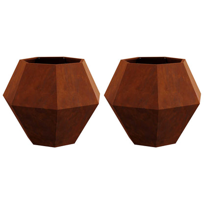 vidaXL Pflanzkübel 2 pcs Rostig 75 x 75 x 60 cm Wetterfeststahl
