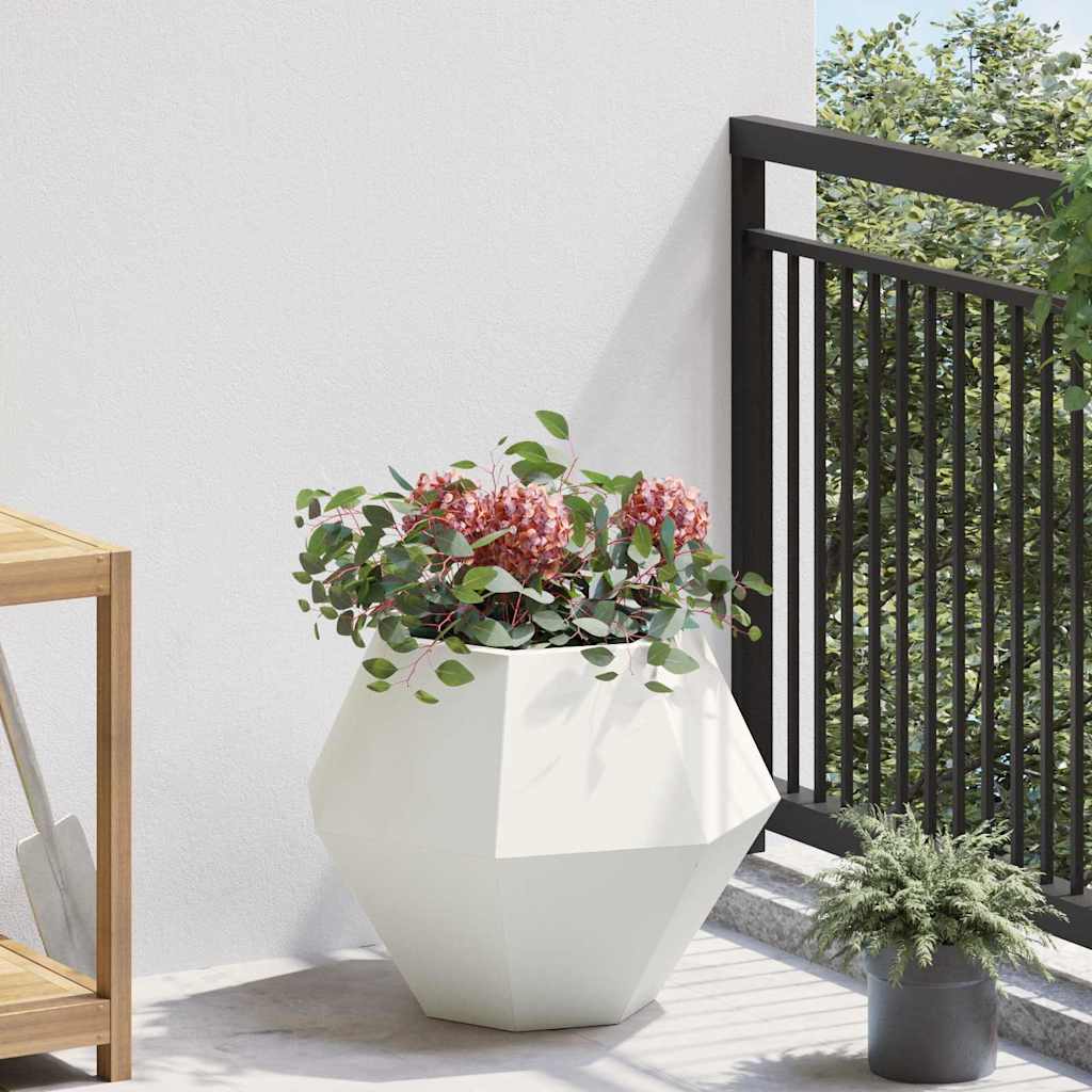 vidaXL Pflanzkübel 2 pcs Weiß 50 x 50 x 40 cm Stahl