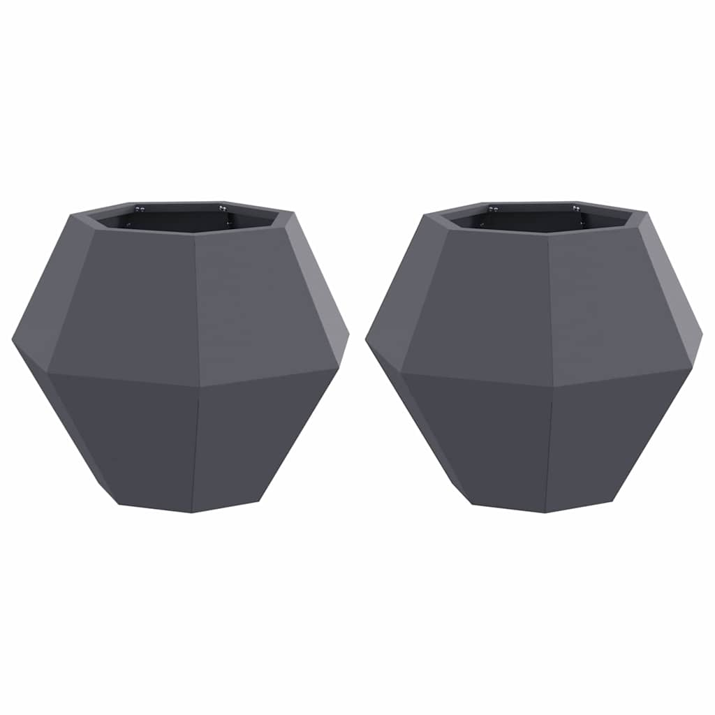 vidaXL Pflanzkübel 2 pcs Anthrazit 50 x 50 x 40 cm Stahl