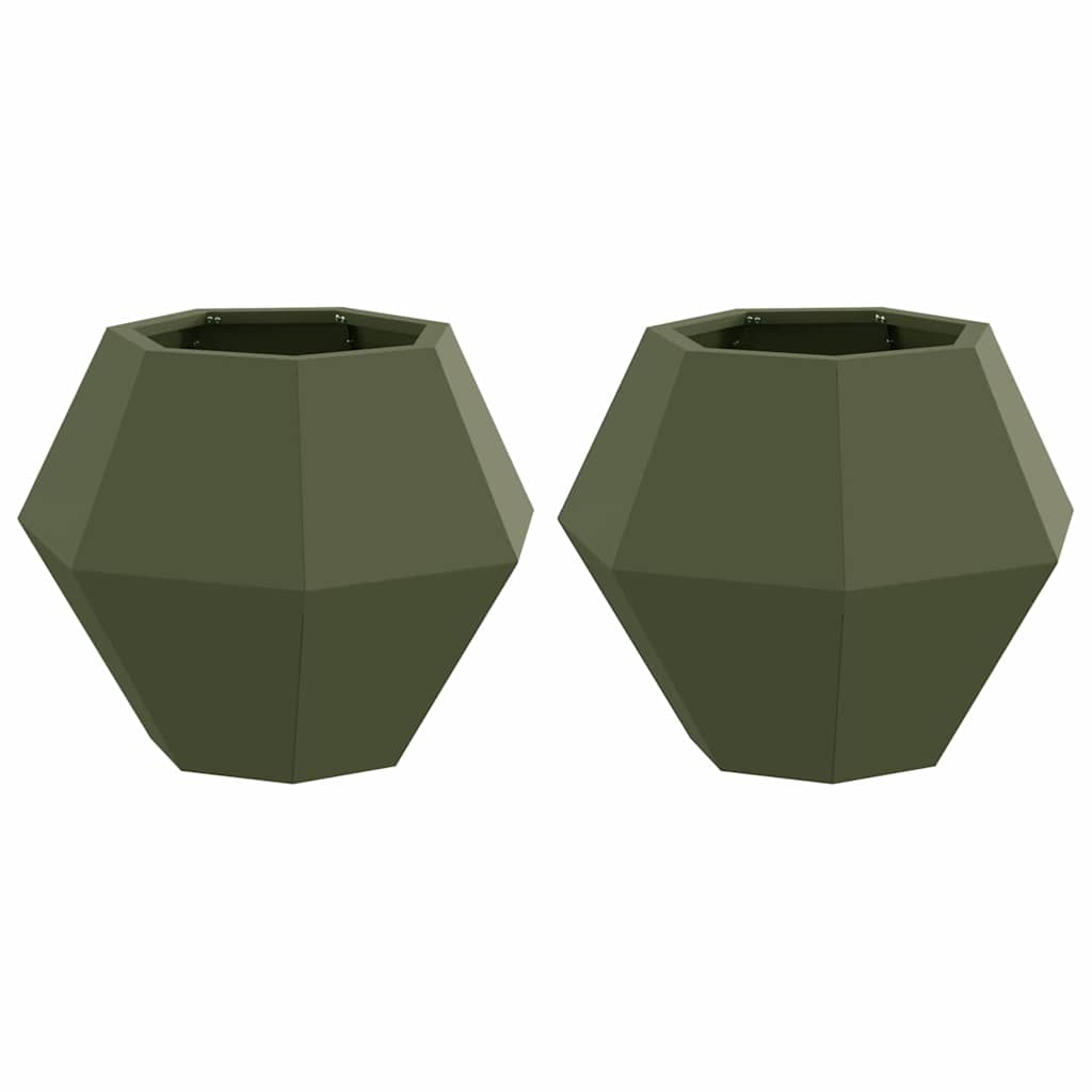 Pflanzkübel 2 pcs Olive Grün 50 x 50 x 40 cm Stahl