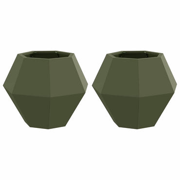 vidaXL Pflanzkübel 2 pcs Olive Grün 50 x 50 x 40 cm Stahl