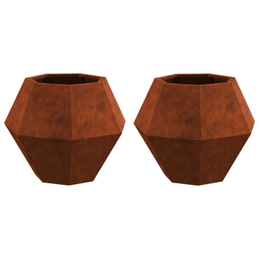 vidaXL Pflanzkübel 2 pcs Rostig 50 x 50 x 40 cm Wetterfeststahl