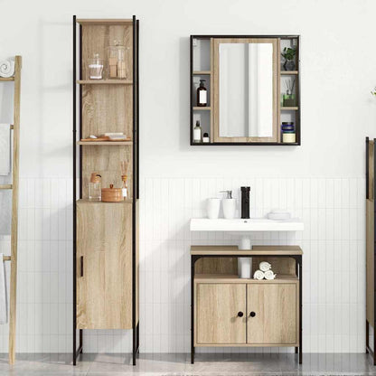 vidaXL Badezimmermöbel-Set mit Regal 3 pcs Sonoma-Eiche Holzwerkstoff