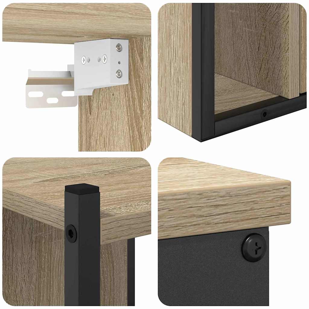 vidaXL Badezimmermöbel-Set mit Regal 4 pcs Sonoma-Eiche Holzwerkstoff