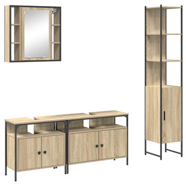 vidaXL Badezimmermöbel-Set mit Regal 4 pcs Sonoma-Eiche Holzwerkstoff