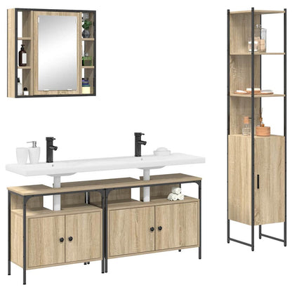 vidaXL Badezimmermöbel-Set mit Regal 4 pcs Sonoma-Eiche Holzwerkstoff