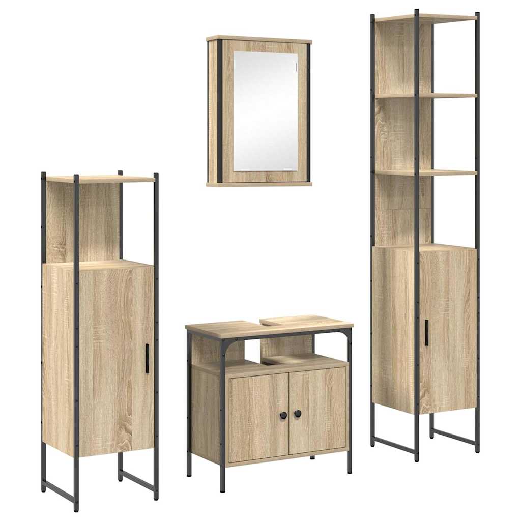 Badezimmermöbel-Set mit Regal 4 pcs Sonoma-Eiche Holzwerkstoff