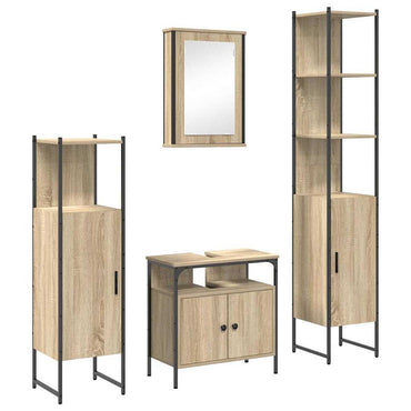 vidaXL Badezimmermöbel-Set mit Regal 4 pcs Sonoma-Eiche Holzwerkstoff