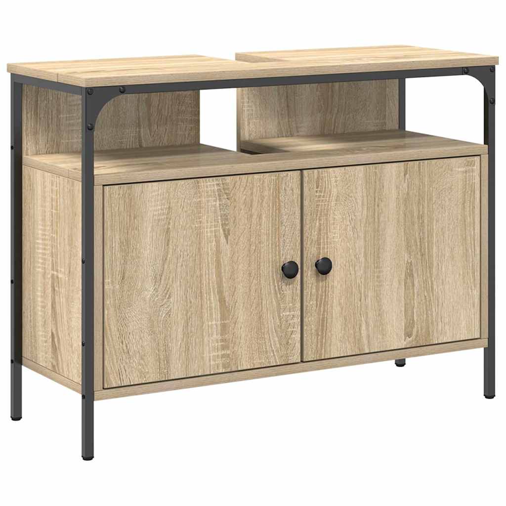 Badezimmermöbel-Set mit Regal 4 pcs Sonoma-Eiche Holzwerkstoff