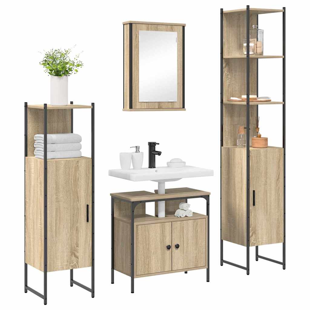 Badezimmermöbel-Set mit Regal 4 pcs Sonoma-Eiche Holzwerkstoff