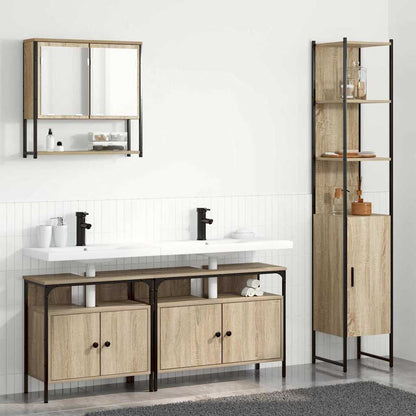 vidaXL Badezimmermöbel-Set mit Regal 4 pcs Sonoma-Eiche Holzwerkstoff