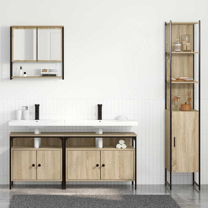 vidaXL Badezimmermöbel-Set mit Regal 4 pcs Sonoma-Eiche Holzwerkstoff