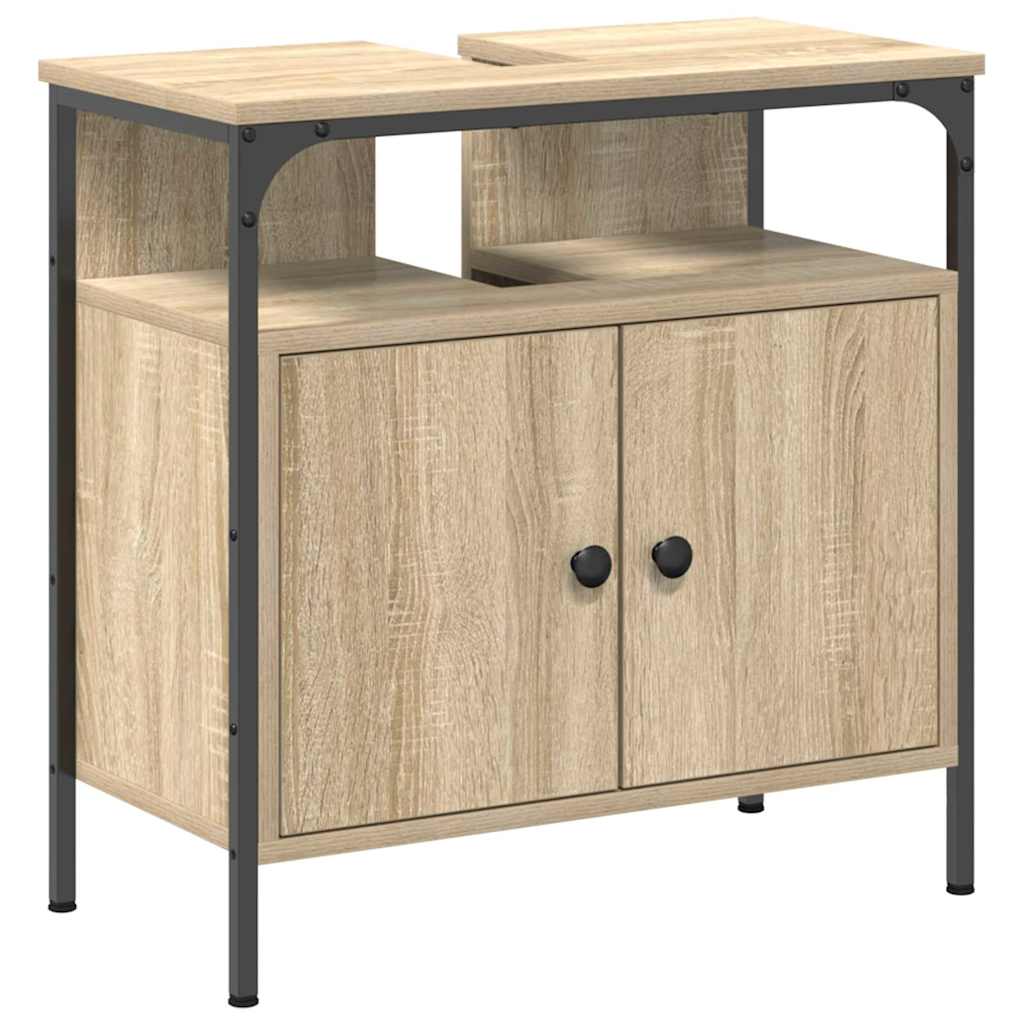 vidaXL Badezimmermöbel-Set mit Regal 4 pcs Sonoma-Eiche Holzwerkstoff