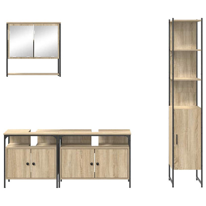 vidaXL Badezimmermöbel-Set mit Regal 4 pcs Sonoma-Eiche Holzwerkstoff