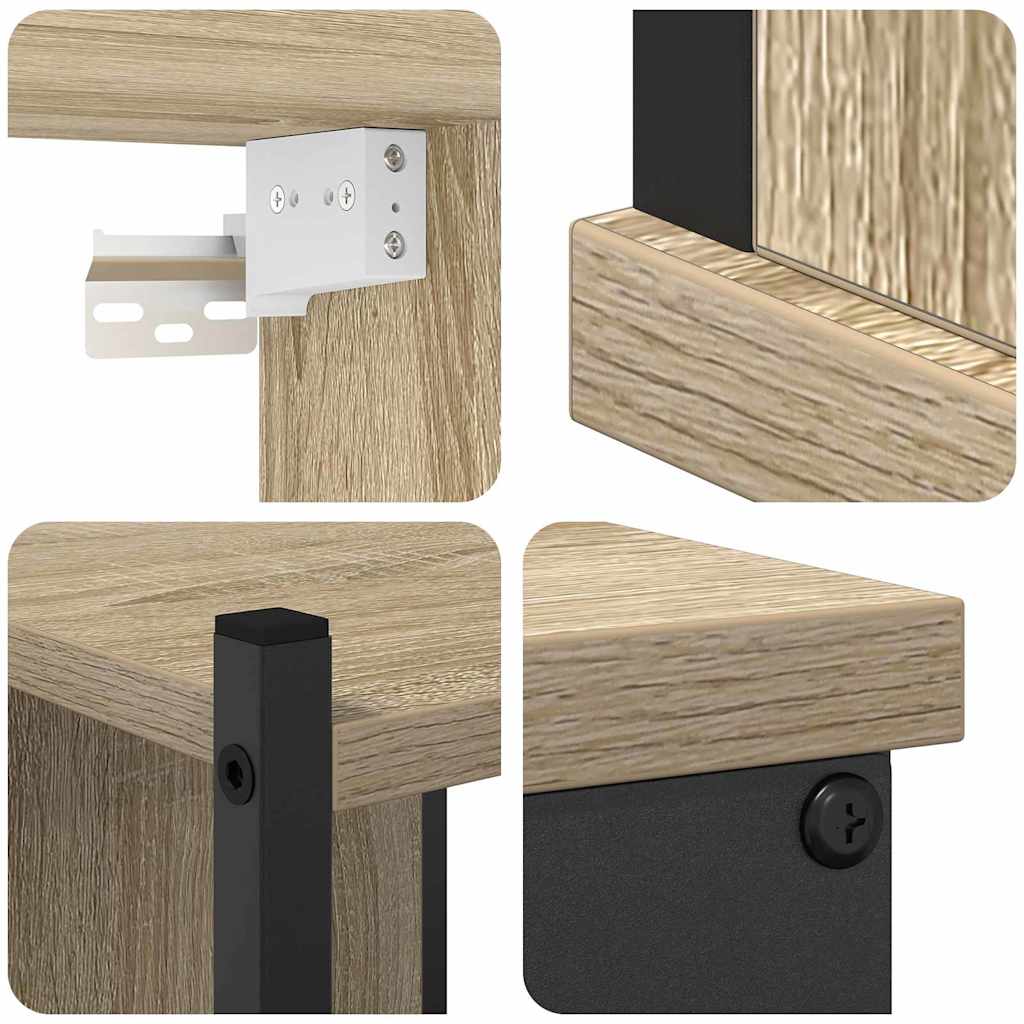 vidaXL Badezimmermöbel-Set mit Regal 4 pcs Sonoma-Eiche Holzwerkstoff