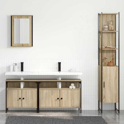 vidaXL Badezimmermöbel-Set mit Regal 4 pcs Sonoma-Eiche Holzwerkstoff