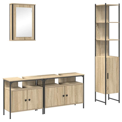 vidaXL Badezimmermöbel-Set mit Regal 4 pcs Sonoma-Eiche Holzwerkstoff