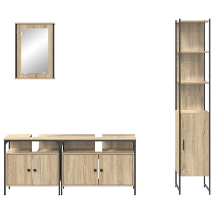 vidaXL Badezimmermöbel-Set mit Regal 4 pcs Sonoma-Eiche Holzwerkstoff