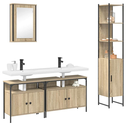 vidaXL Badezimmermöbel-Set mit Regal 4 pcs Sonoma-Eiche Holzwerkstoff