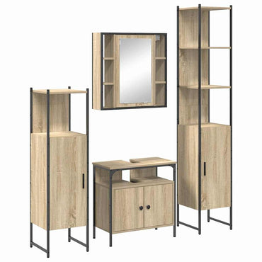 vidaXL Meuble de salle de bain avec étagère 4 pcs Chêne Sonoma Bois d'ingénierie