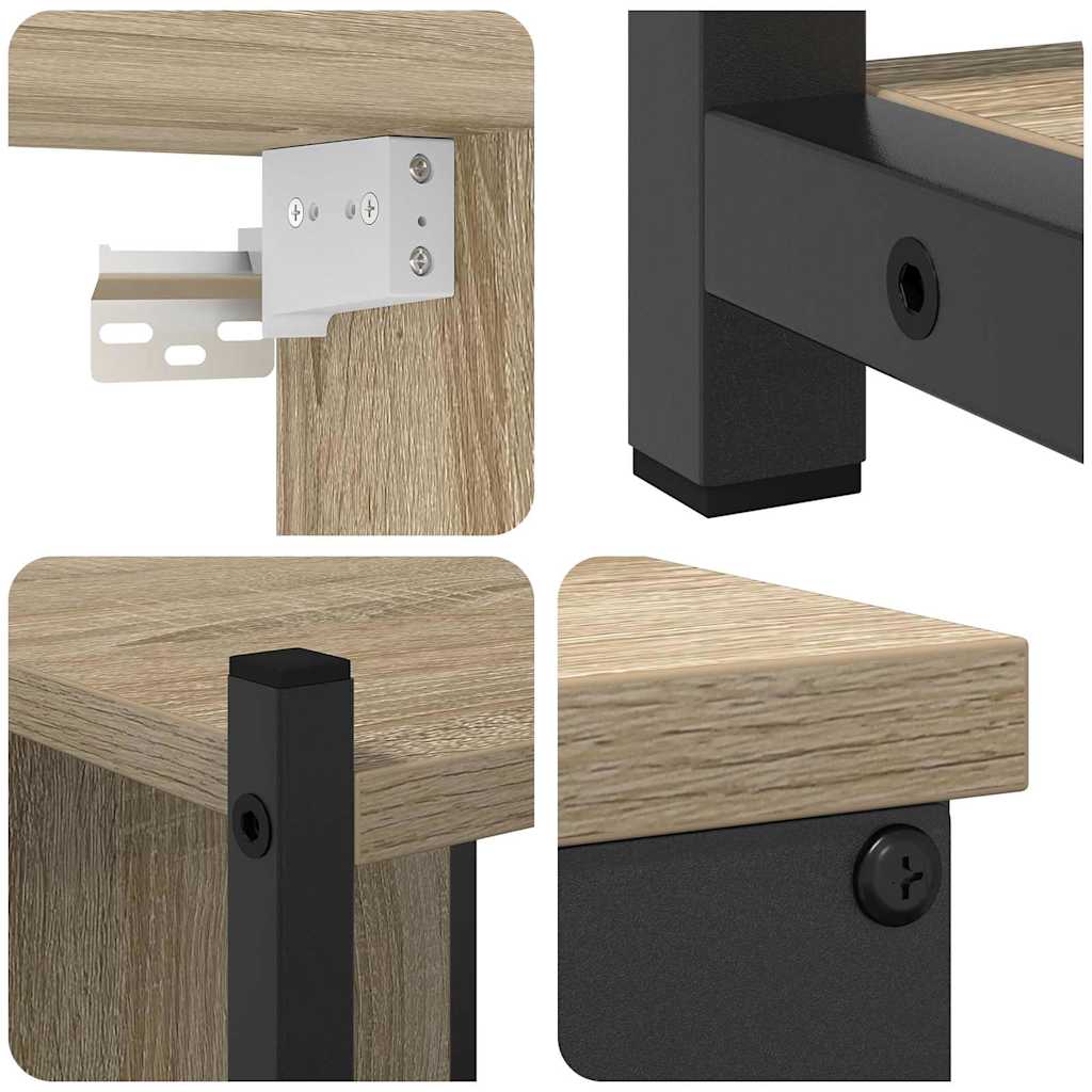 vidaXL Ensemble de meubles de salle de bain avec étagère 4 pcs Chêne Sonoma Bois d'ingénierie