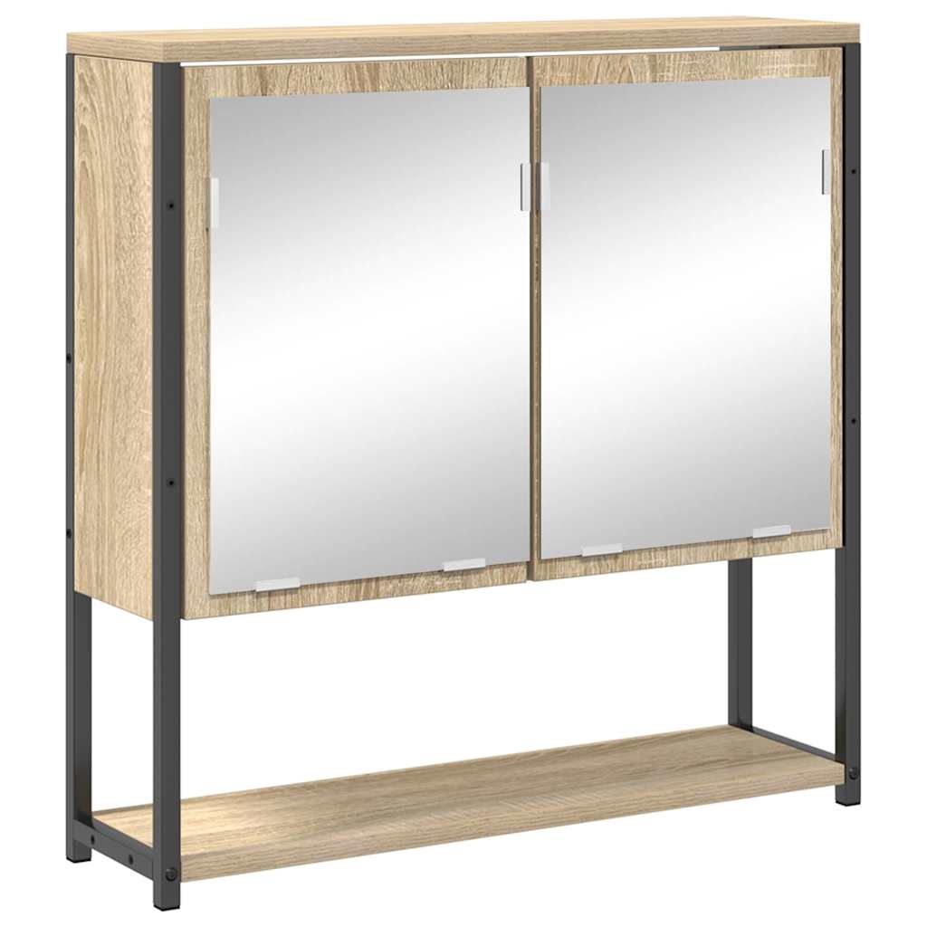 vidaXL Ensemble de meubles de salle de bain avec étagère 4 pcs Chêne Sonoma Bois d'ingénierie