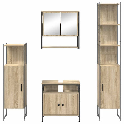 vidaXL Ensemble de meubles de salle de bain avec étagère 4 pcs Chêne Sonoma Bois d'ingénierie