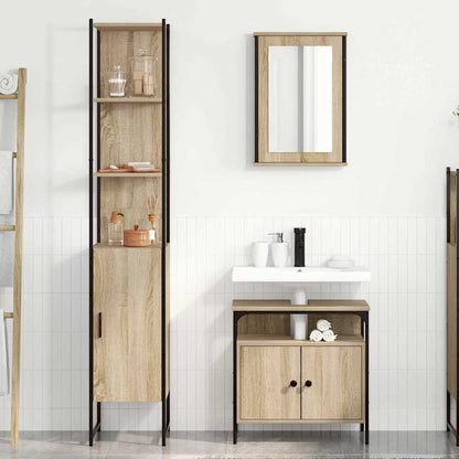 vidaXL Ensemble de meubles de salle de bain avec étagère 3 pcs Chêne Sonoma Bois d'ingénierie