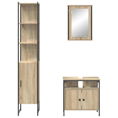 vidaXL Ensemble de meubles de salle de bain avec étagère 3 pcs Chêne Sonoma Bois d'ingénierie
