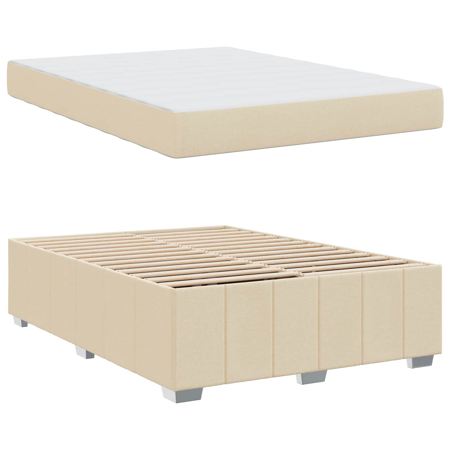 Bettrahmen mit Matratze Creme 160 x 200 cm Stoff
