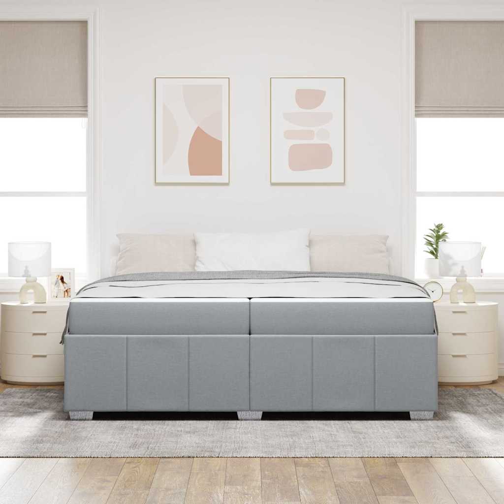 vidaXL Bettrahmen mit Matratze Hellgrau 200 x 200 cm Stoff
