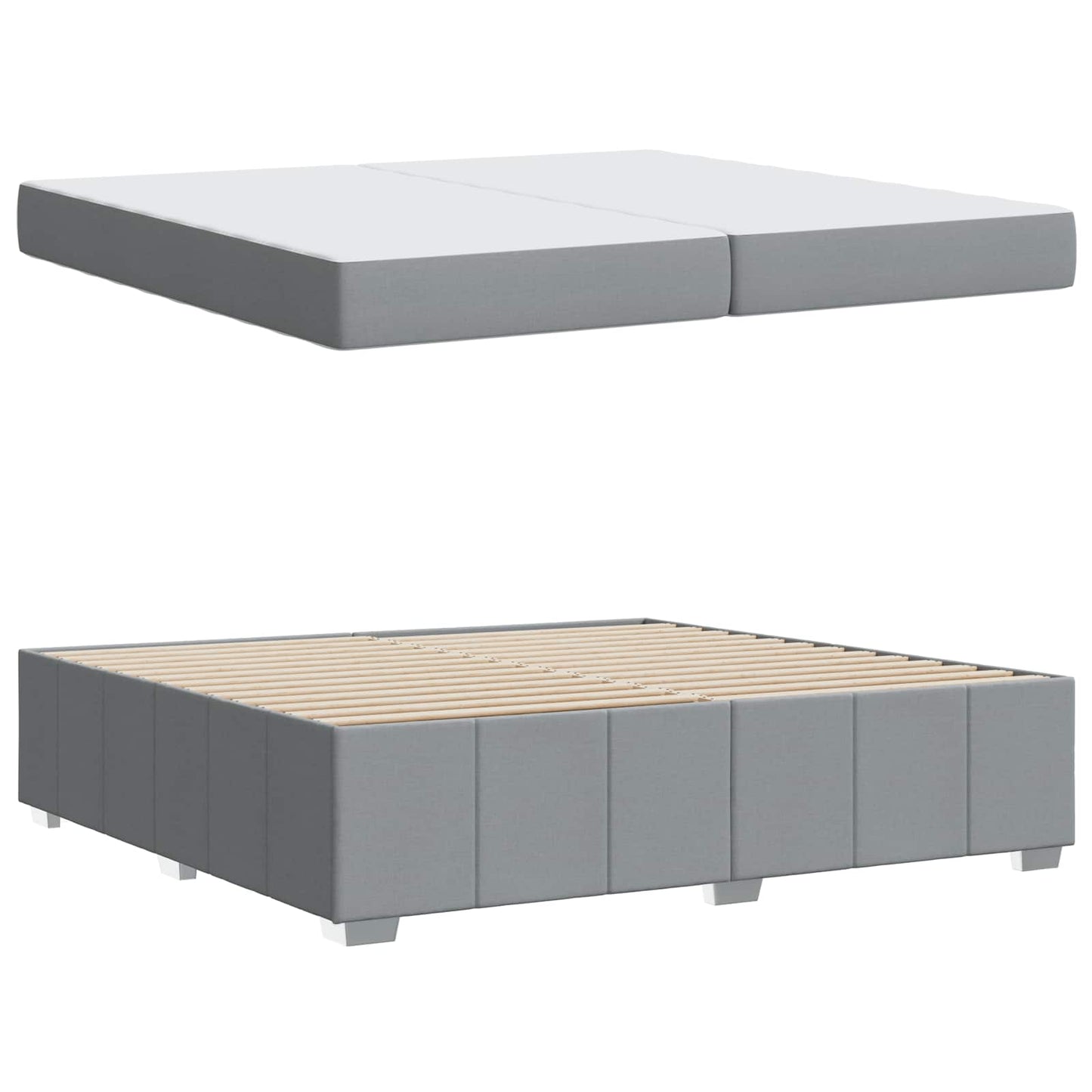 vidaXL Bettrahmen mit Matratze Hellgrau 200 x 200 cm Stoff