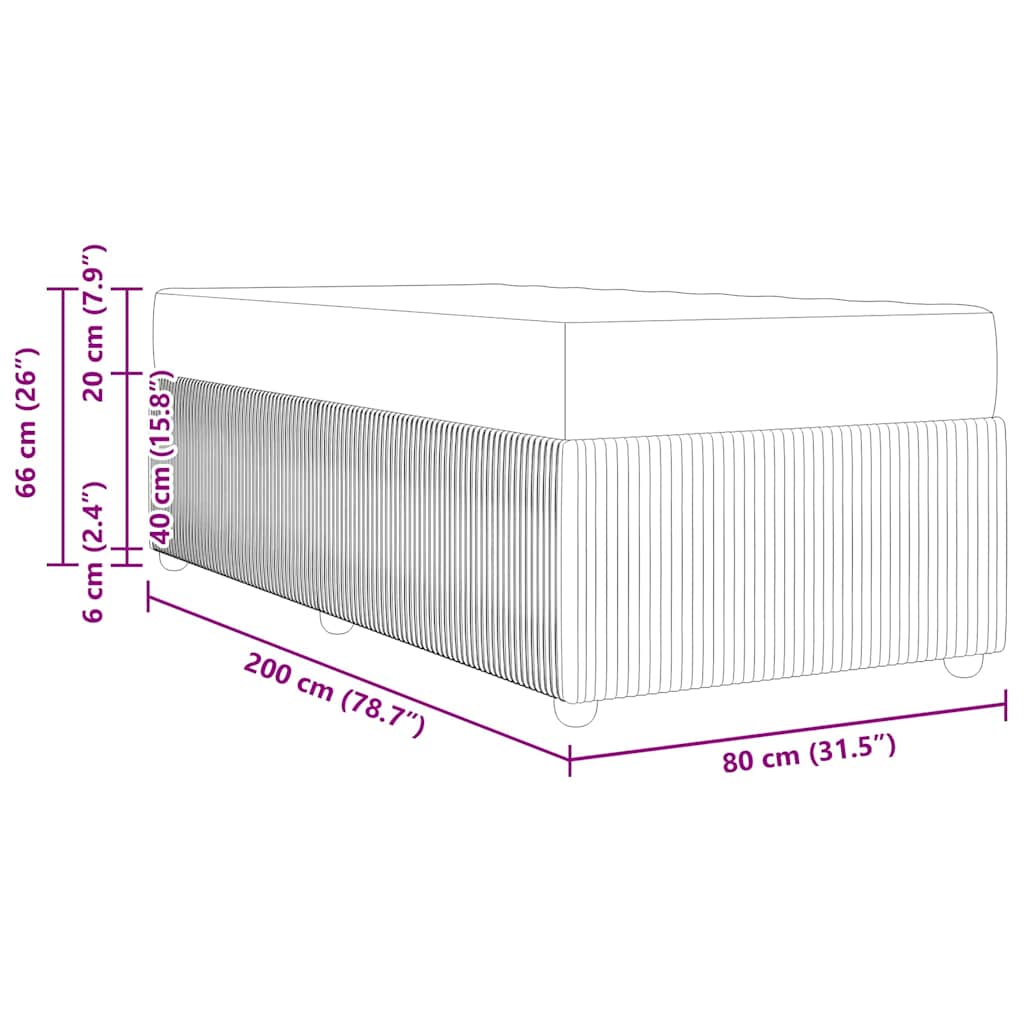 Bettrahmen mit Matratze Schwarz 80 x 200 cm Stoff