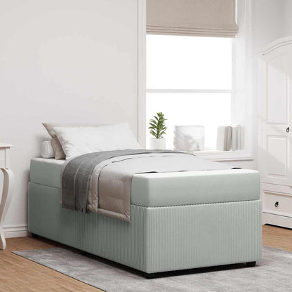 Bettrahmen mit Matratze Hellgrau 80 x 200 cm Stoff