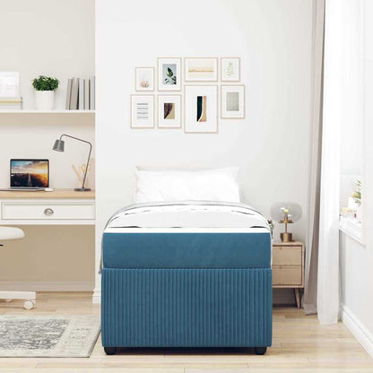 vidaXL Bettrahmen mit Matratze Blau 80 x 200 cm Stoff