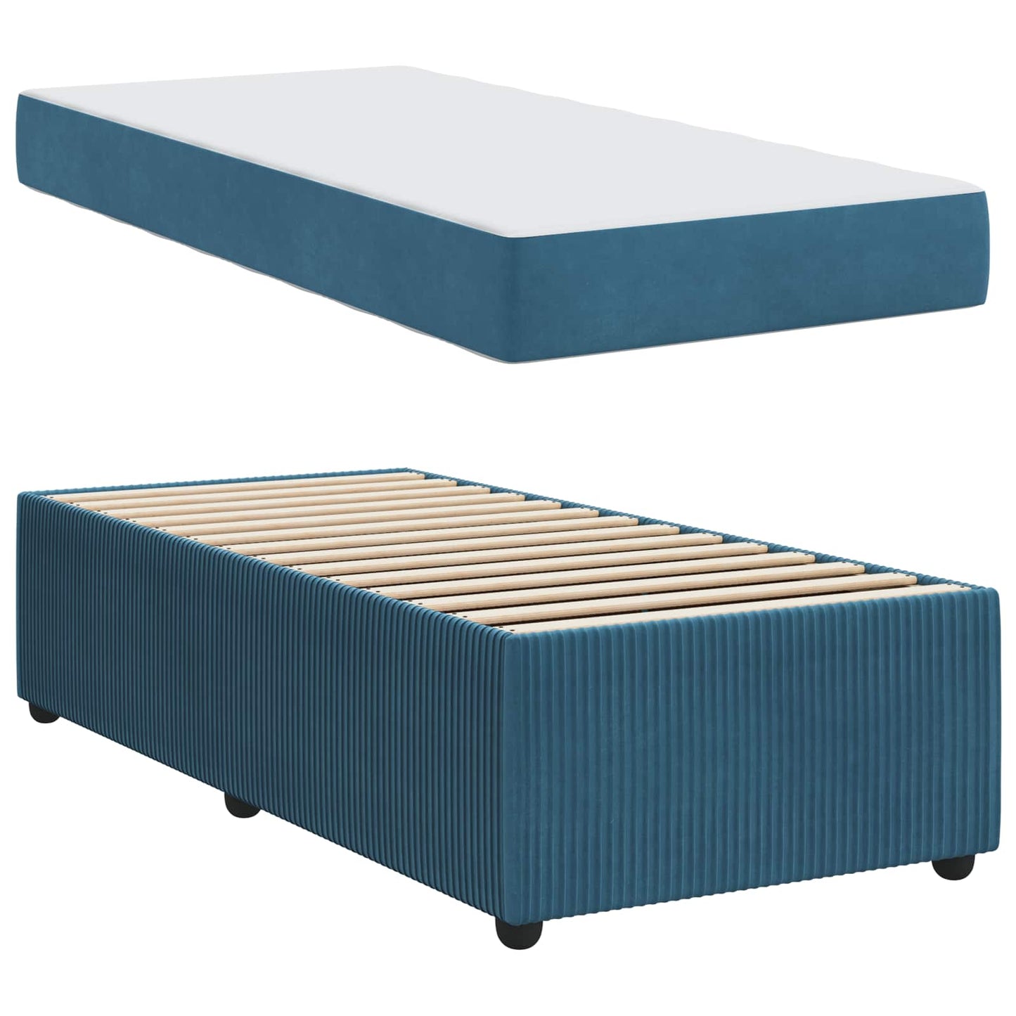 vidaXL Bettrahmen mit Matratze Blau 80 x 200 cm Stoff