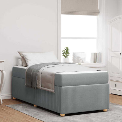 Bettrahmen mit Matratze Hellgrau 90 x 200 cm Stoff