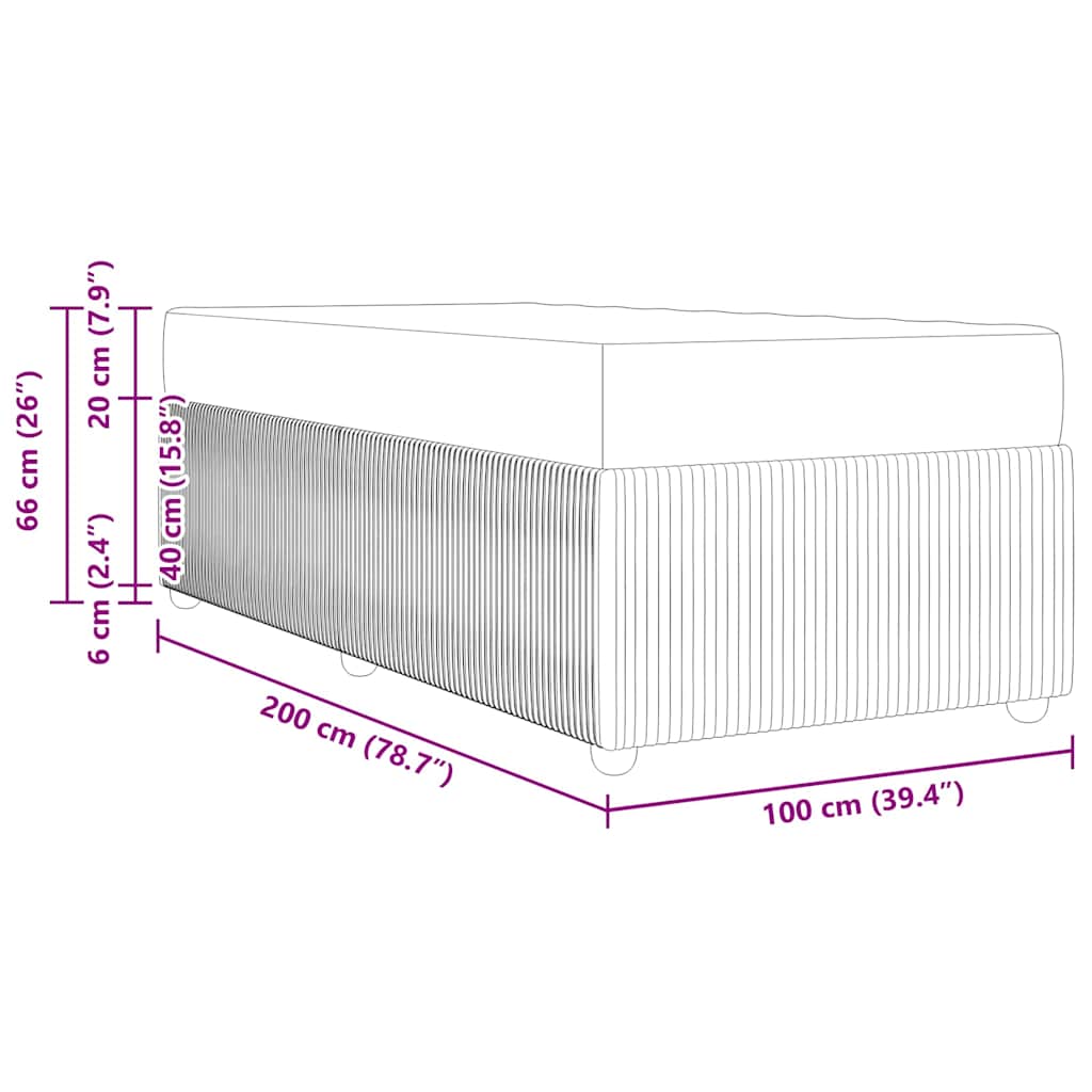 Bettrahmen mit Matratze Schwarz 100 x 200 cm Stoff