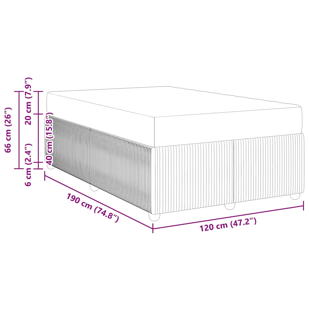Bettrahmen mit Matratze Hellgrau 120 x 190 cm Stoff