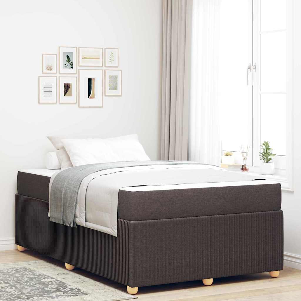 vidaXL Bettrahmen mit Matratze Dunkelbraun 120 x 200 cm Stoff
