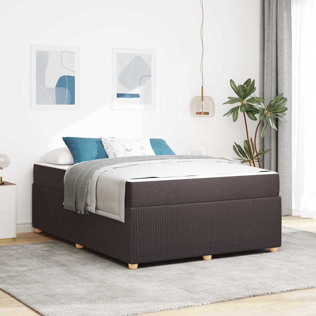 vidaXL Bettgestell mit Matratze Dunkelbraun 140 x 200 cm Stoff