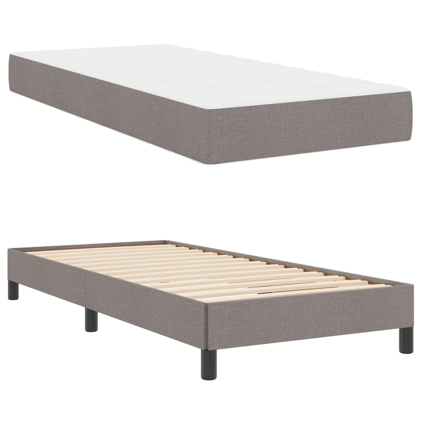 Boxspringbett mit Matratze Taupe 90 x 200 cm Stoff